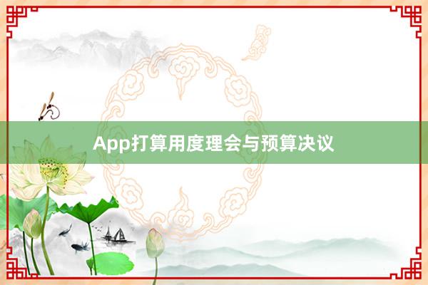 App打算用度理会与预算决议