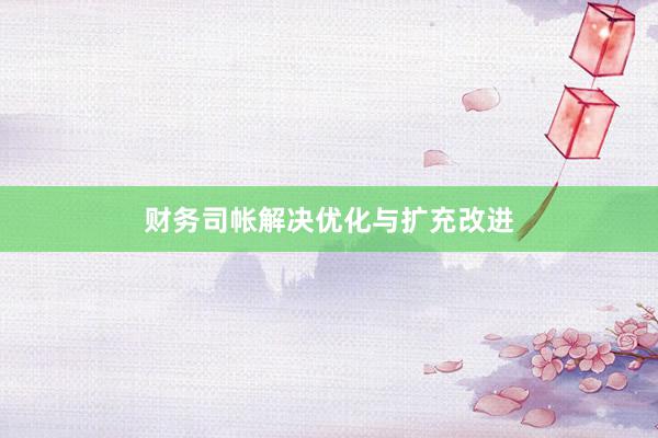 财务司帐解决优化与扩充改进